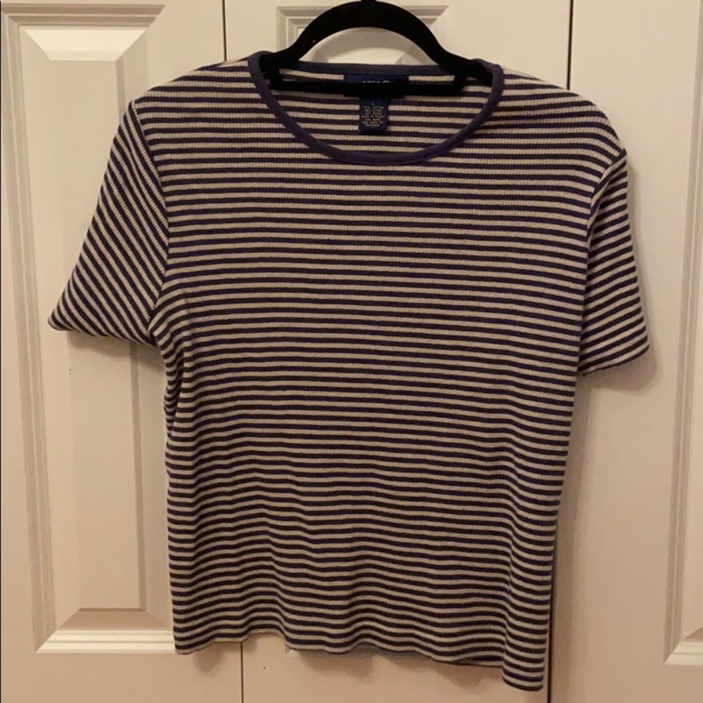 Charter Club gray and blue striped tee